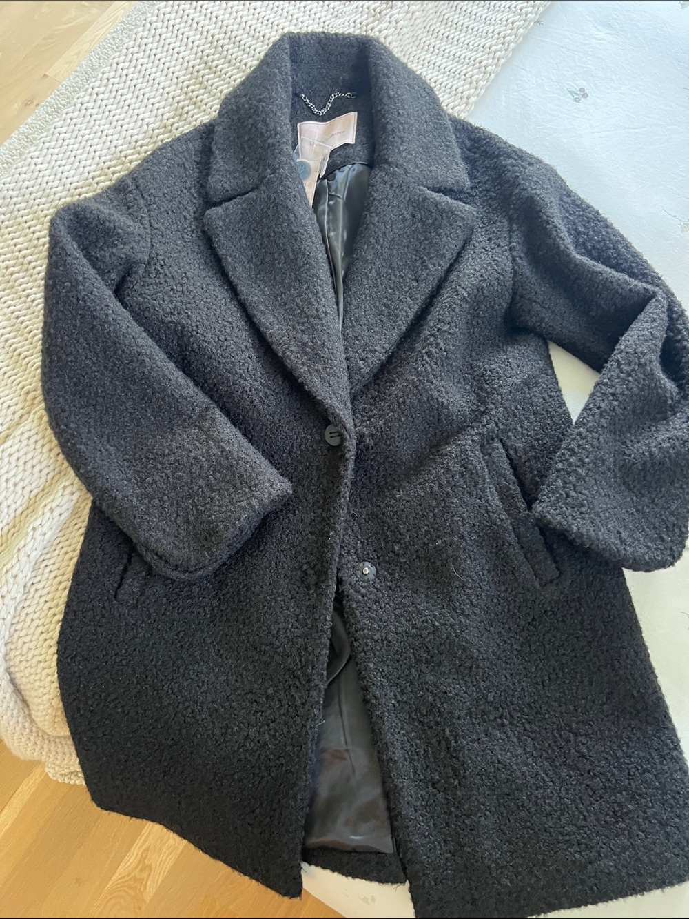 BCBGeneration Black Teddy Bouclé Coat